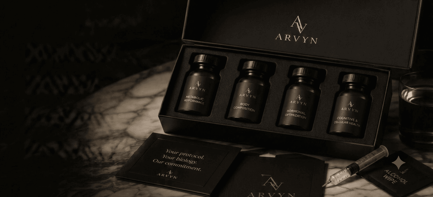 ARVYN presentation box with branded vials and protocol materials